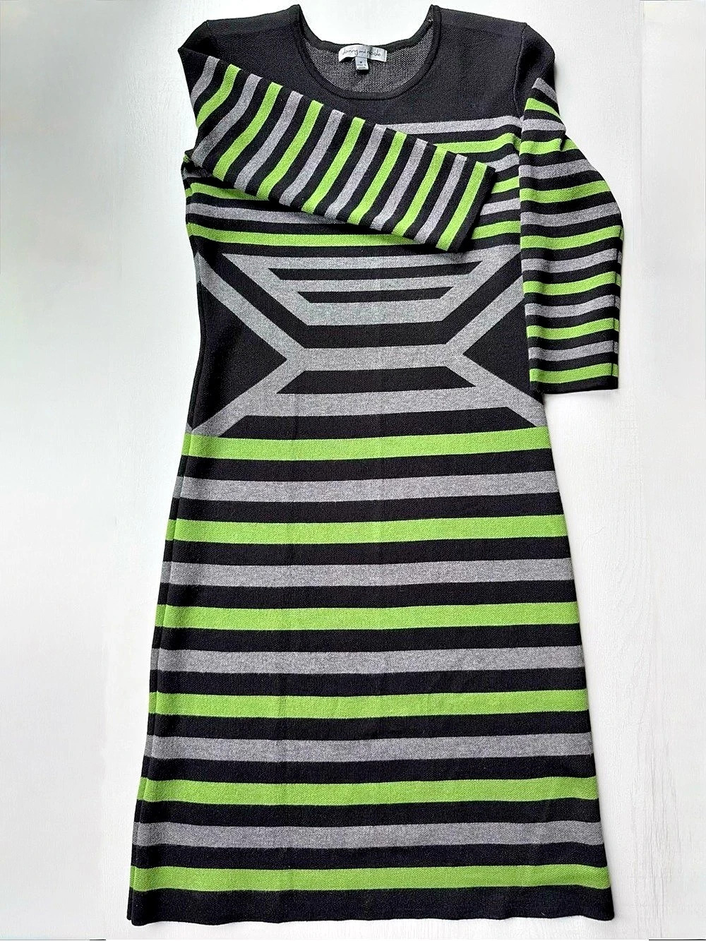 Danny & Nicole Striped Maxi Dress in Black & Green Size Medium